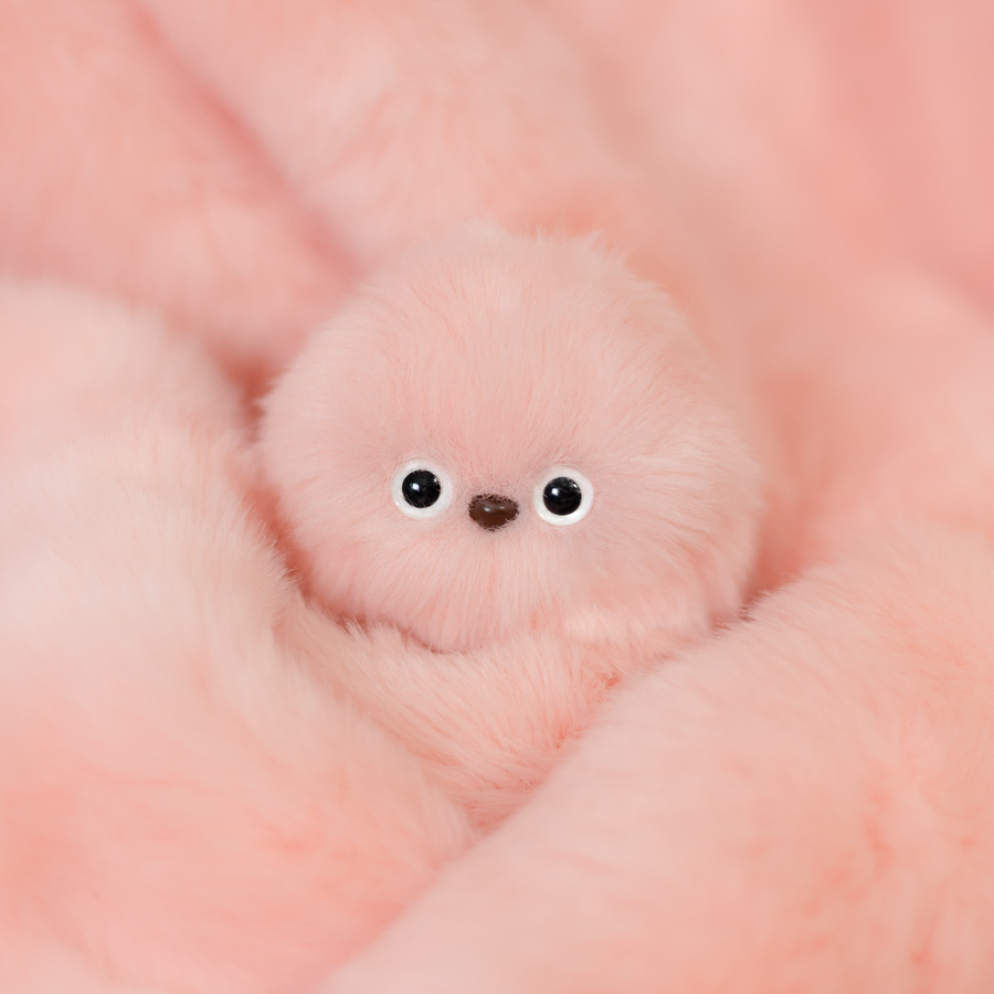 Pink Mirumi bag charm robot in soft pink fur