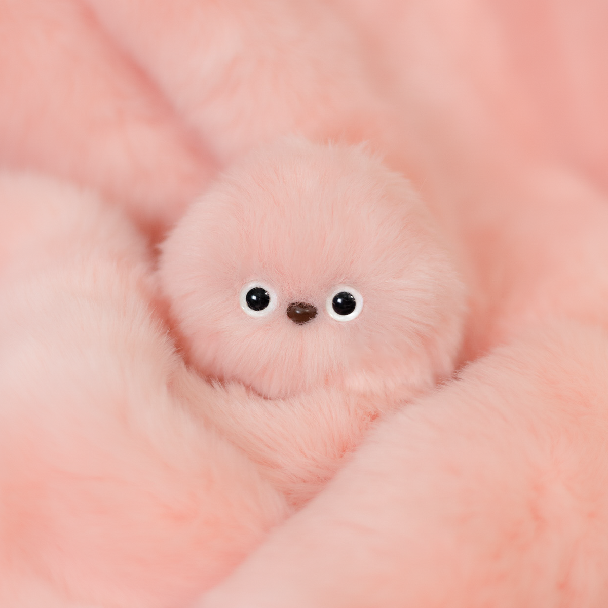 Pink Mirumi bag charm robot in soft pink fur